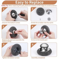 6Pcs Steel Wool Scrubber with Replacement Wire Pads Set, Stainless Steel…