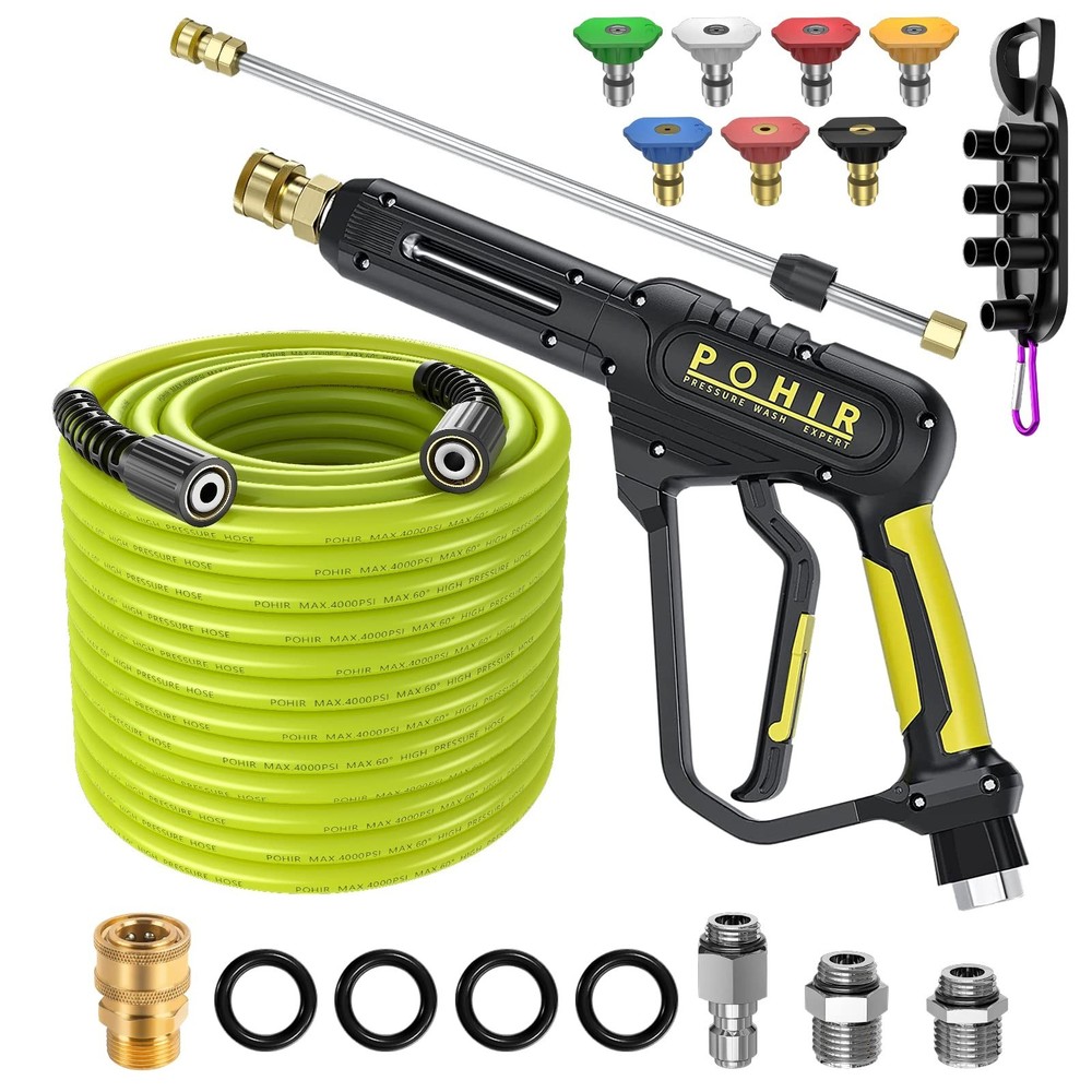 POHIR Pressure Washer Gun and Hose 3600 PSI, Pressure Washer Hose 50ft and Gu…