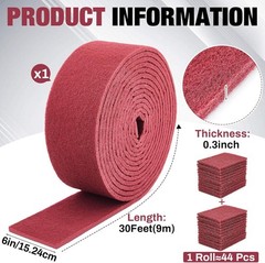 30 ft x 6 in Fine neral pose Scuff Pads 7447 Roll Lar Maroon