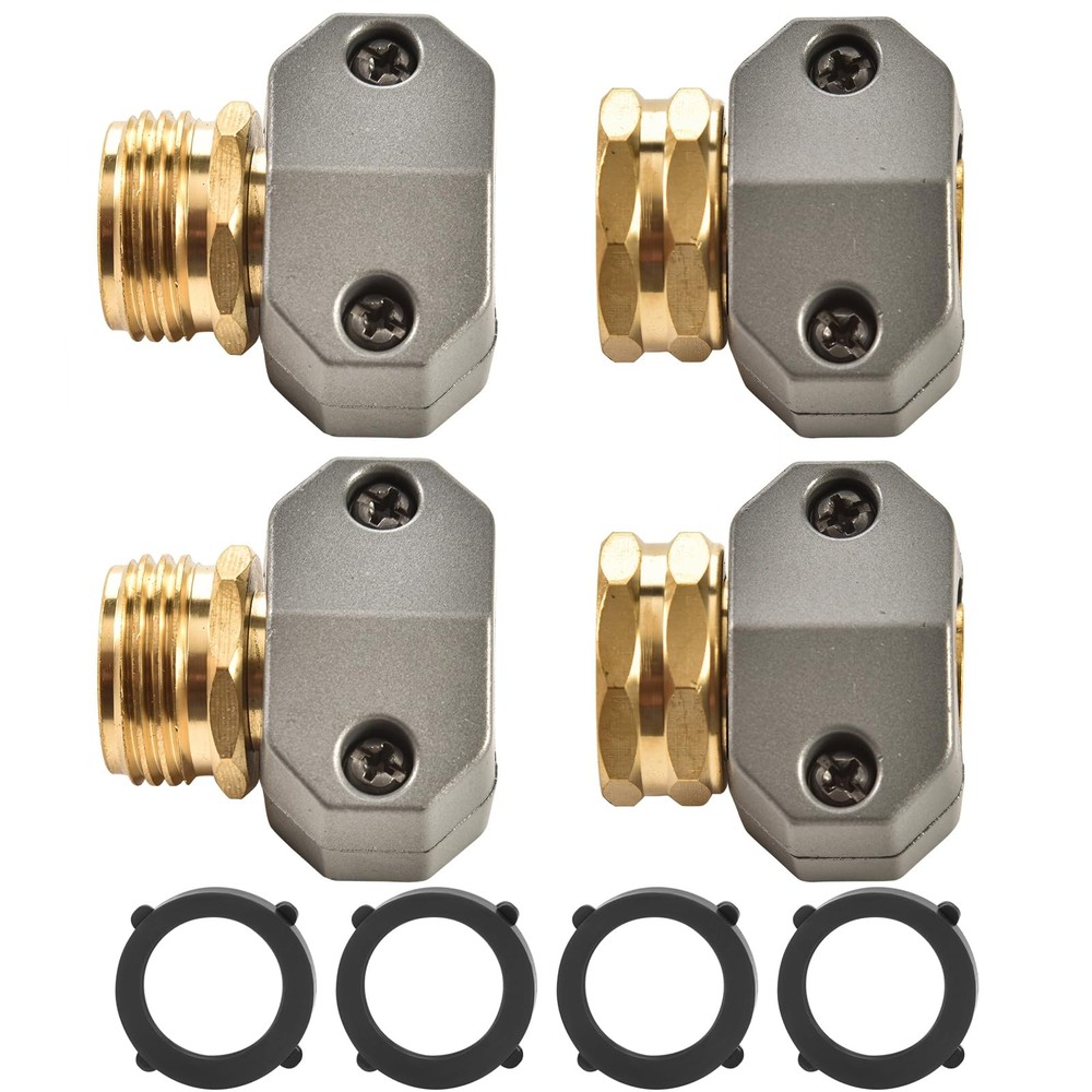 Sanpaint Garden Hose Repair Connector Fitting, Brass Mender 4 pcs Set,