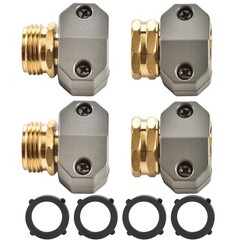 Sanpaint Garden Hose Repair Connector Fitting, Brass Mender 4 pcs Set,