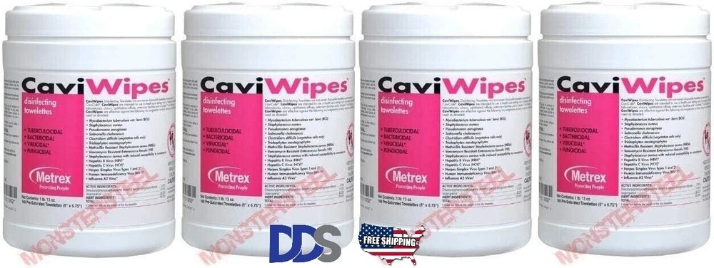 4x Metrex Caviwipes Disinfecting Disposable Towelettes Non-Woven 2027 EXP (NEW)