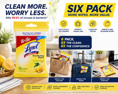 Lysol To Go Disinfecting Wipes Lemon Lime Travel Size 15 Ct 6 Pack Free Ship