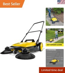 S 4 Twin Push Sweeper: Clean Outdoor Spaces 5X Faster – 5.25 Gallon Capacity