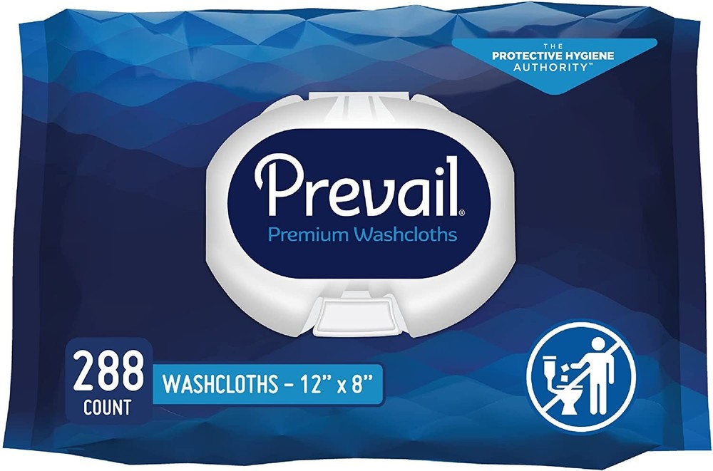 Prevail Soft Pack Adult Washcloths – Unisex 48 Count (Pack of 6), Fragrance