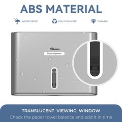 PLUSSEN Paper Towel Dispenser Wall Mount, Adhesive No Silver-PN6007, Silver