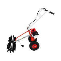 43CC 1.7HP Walk Behind Power Sweeper Broom 2-Stroke Gas Engine Sweeper Lawn Turf