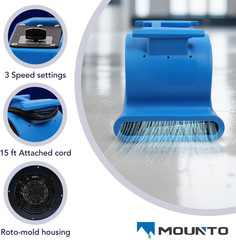 3-Speed Air Mover 1HP 4000+ CFM Monster Floor Blower Carpet Dryers Janitoral Flo