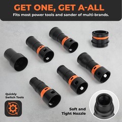 7-Piece Shop Vac Hose Adapter Kit for 1-1/4″ Hose, 1.25 inches, red black