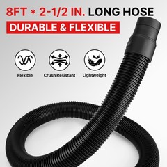 Shop-Vac 9050333 Vacuum Hose for Standard or 8-foot by 2-1/2-Inch, Black