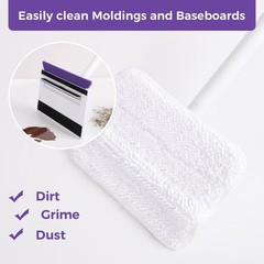 wlich Baseboard Cleaner Tool with Handle 2.0, Cleaner, White-purple