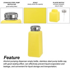 5PACK 8.5 Oz/250ml Alcohol Push Down Pump Dispenser Bottle Press Yellow
