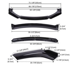 Front Bumper Lip with Black Trim Spoiler Splitter Chin,Gloss Black – Black