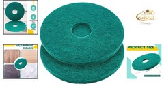 2 Pcs 12 Inch Green Non-Woven Floor Buffing Pads for Commercial Cleaning
