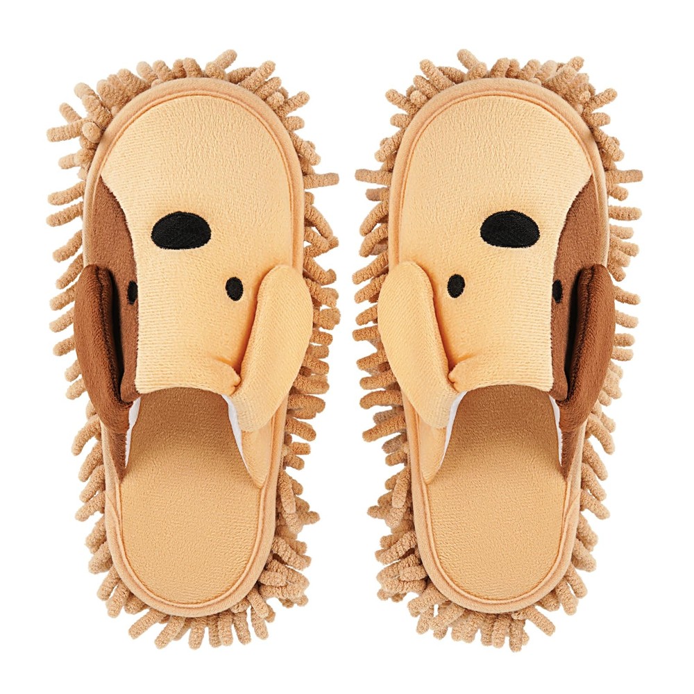 Frjjthchy Cartoon Dog Mop Slippers Microfiber 5.5-9.5 Women/6.5-8 Men, Khaki