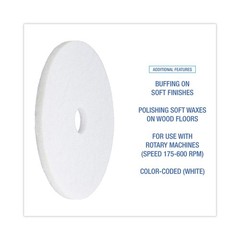Boardwalk 4019WHI 19 in. Diameter Polishing Floor Pads – White (5/Carton) New