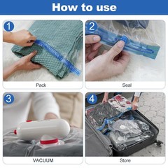 VMstr 9 Pack Travel Vacuum Storage Bags 9 Combo + USB Pump, Red and White