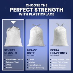 Plasticplace 6 Gallon Trash Bags White 100 Count (Pack of 1),