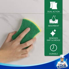 Mr.Siga Heavy Duty Cellulose Scrub Sponge Dual-Sided Dishwashing Sponge For