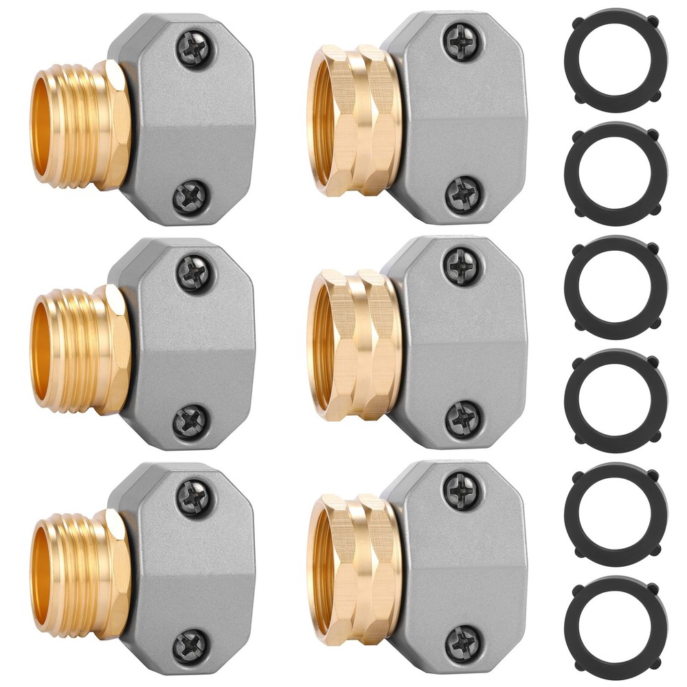 Garden Hose Repair Kits, 3 Sets Aluminum Alloy Water Connector, 3 Set