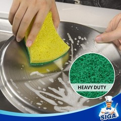 Mr.Siga Heavy Duty Cellulose Scrub Sponge Dual-Sided Dishwashing Sponge For
