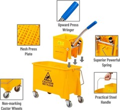 Ergonomic Mop Bucket with Wringer, Small Mop Compatible