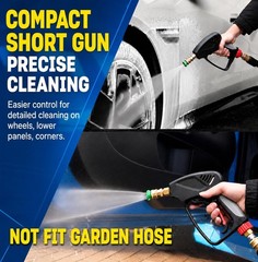 TOOLCY Pro Short Pressure Washer Gun 5000 PSI with 360° Gun, Black