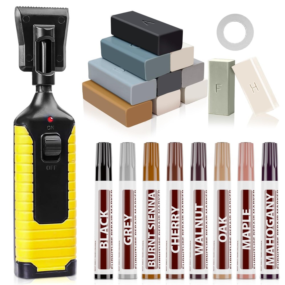 Hardwood Floor Repair Kit -11PCS Laminate Vinyl Wax with 8PCS Wood Gray