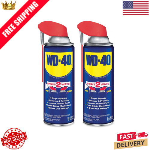 New Multi Purpose Original WD-40 Formula Lubricant Spray with Smart Straw 2 pk