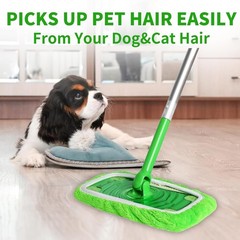 4PCS Reusable Microfiber Mop Pads Compatible with Swiffer Sweeper, Green