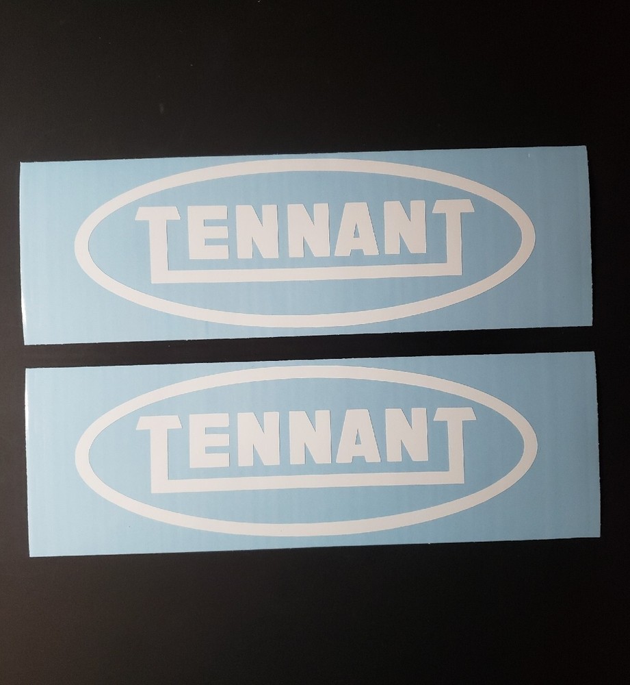 Tennant Floor Scrubber Decal Sticker WHITE stickers pair (2) USA FAST