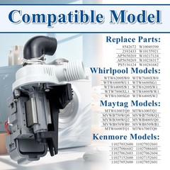 [Upgraded]W10536347 Washer Drain Pump Assembly, Exact for Whirl.pool Black