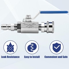 JOEJET High Pressure Washer Ball Valve Kit, 1.2 x 4.96 x 2.16 inches, Silver