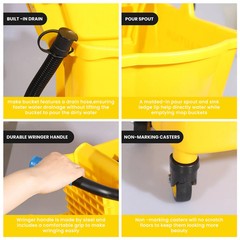 35-Qt Commercial Mop Bucket with Wringer – 3-Piece Set