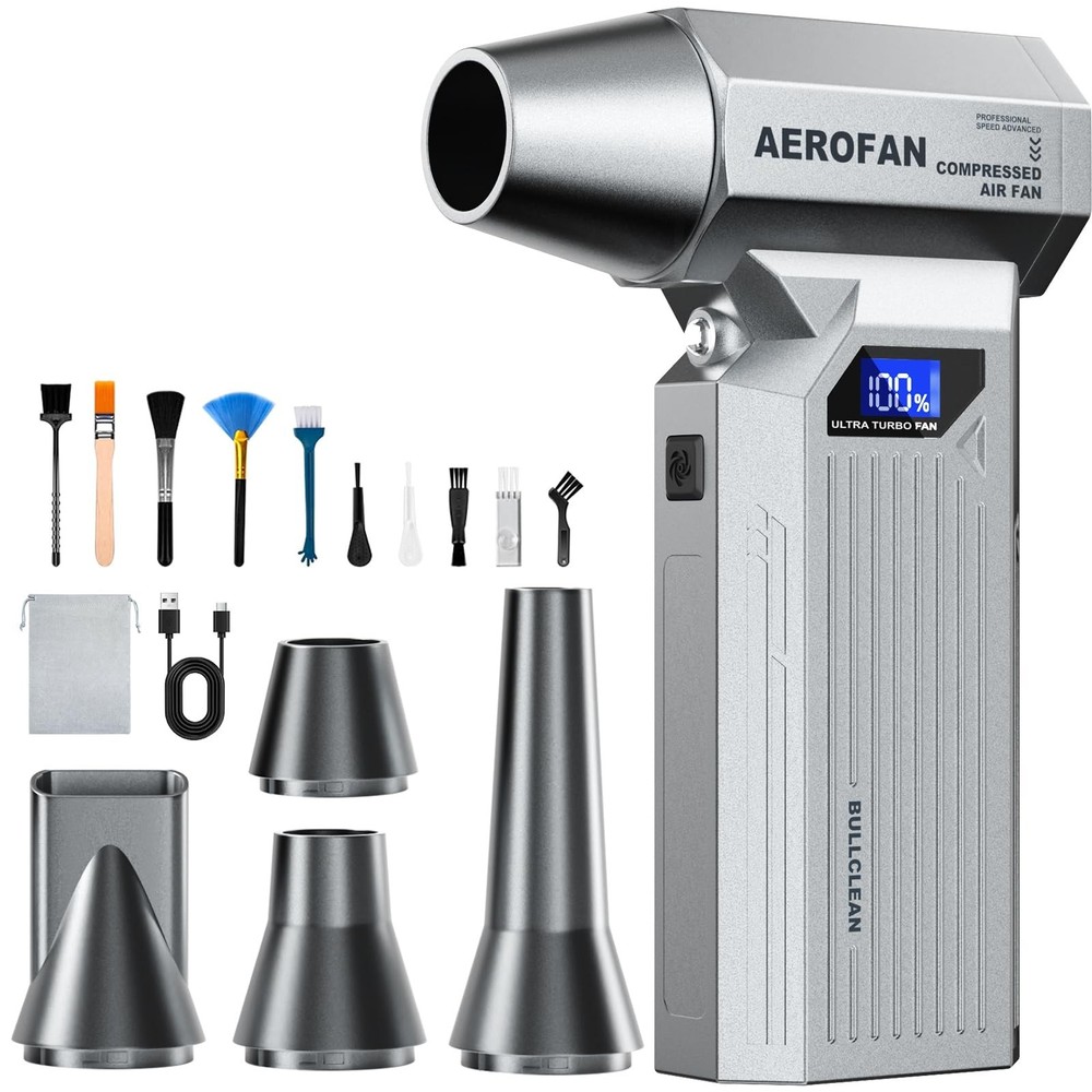 Compressed Air Duster – 160,000RPM Electronic Air Duster with LED Light, 4-Ge…