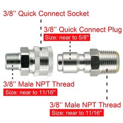 RIDGE WASHER Pressure Washer Adapter Set, 3/8 Inch Quick Inch, Brass
