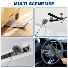 9Pcs Dusters for Cleaning Kit, Extendable Microfiber 9 PCS Duster Kits, White
