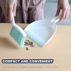 NBGYTECH Mini Broom and Dustpan Set Small Dust pan & Brush Portable Green