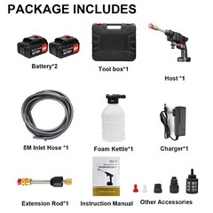 Electric High Pressure Water Spray Car Gun Portable Cordless Washer Cleaner Yard