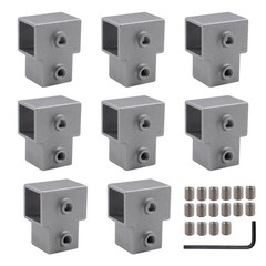 8 PCS 1”/25 mm Square Tube Connector, 3-Way T- Shaped Pipe Fitting Silver