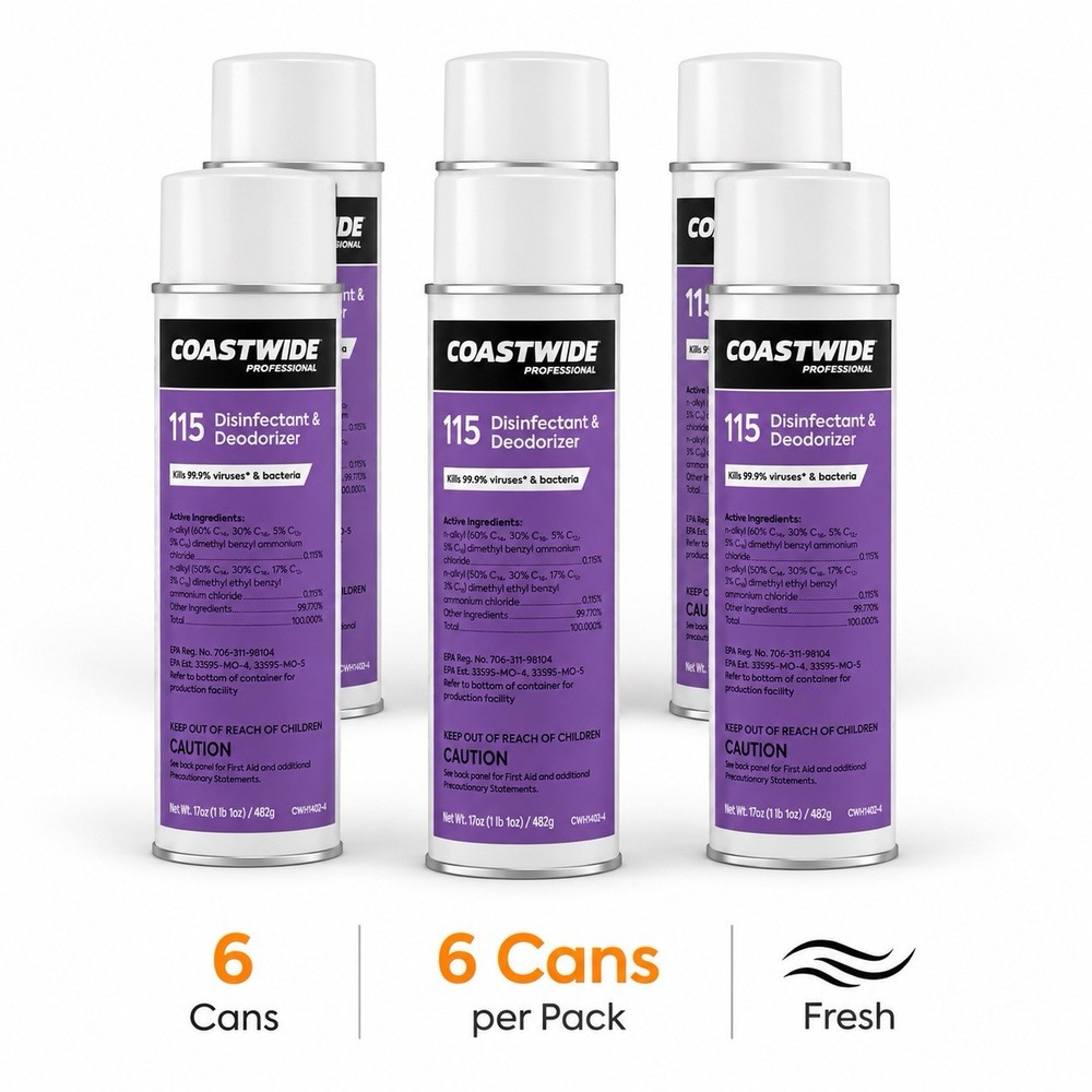 Coastwide 115 Foaming Disinfectant 17oz 6 Pack Aerosol Commercial CWH1402-4