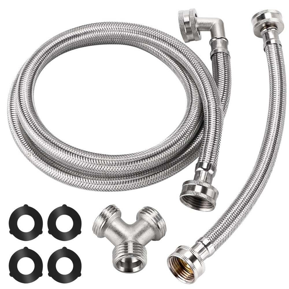4Ft Steam Dryer Hose Kit by Puxyblue Includes Braided Stainless Silver