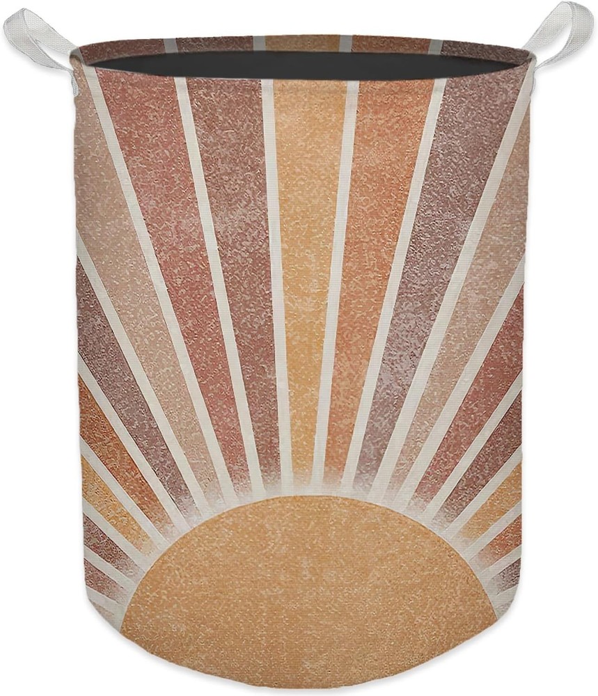 Boho Laundry Basket, Mid Century Modern Boho Neutral Sun Sunshine Waterproof