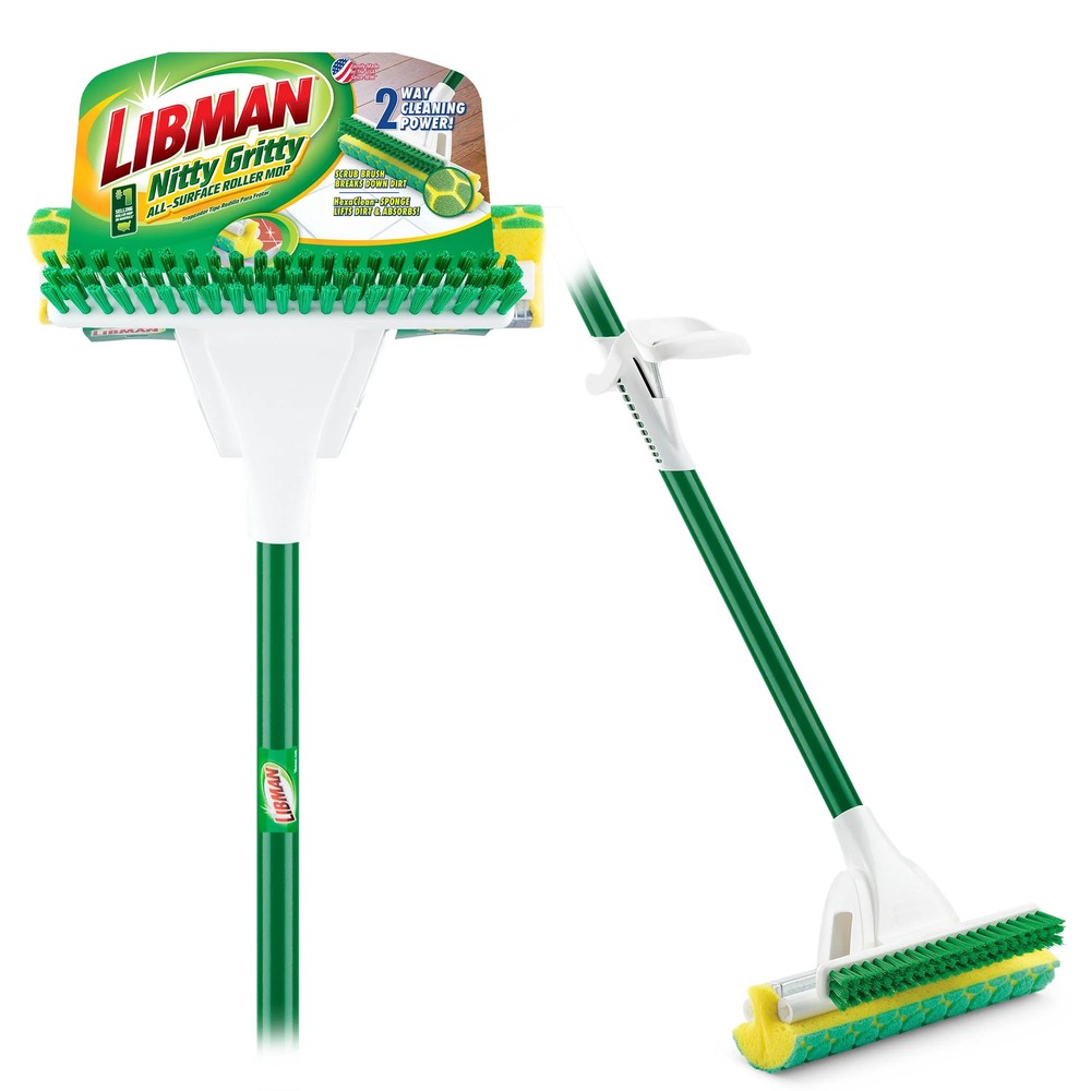 Libman Nitty Gritty Sponge Mop Steel Handle with Built-in Scrub Brush
