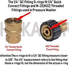 (100pk) New Pressure Washer O-Rings Seal Kits for 1/4″&3/8” Quick Coupler