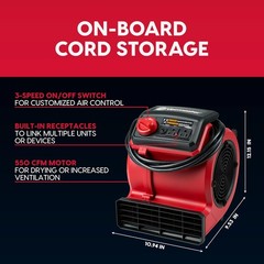 3 Speed Floor Fan 156W 550CFM Air Mover Utility Blower Fan
