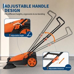 Walk-Behind Hand Push Floor Sweeper Manual Floor Sweeper 25.6” Sweeping Width