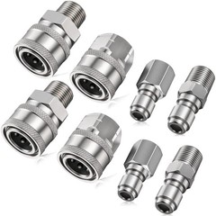 3/8 Inch Pressure Washer Quick Connect Fittings,Stainless 8 Pack, sliver
