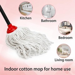 Indoor Cotton Mops for Floor Cleaning, 52″ Long Handle Cotton Mop, Cleaning Mops