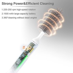 biqin Rechargeable Electric Bottle Brush Cleaner Set, 360° X-Large, White
